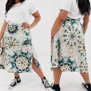 ASOS Boho Tie Dye Satin Maxi Skirt Plus size 24
